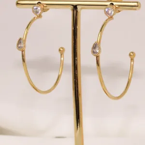 BRINCO ARGOLA BÁSICA COM ZIRCÔNIA BANHO OURO 18K