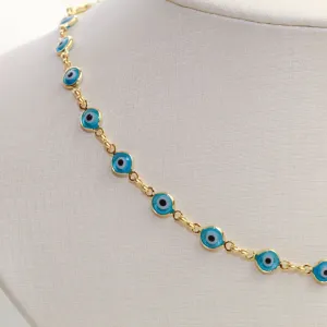 COLAR CHOKER OLHO GREGO BANHO OURO 18K