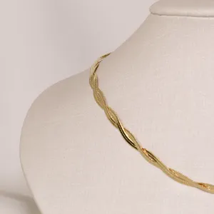 COLAR FITA TRANÇADA BANHO OURO 18K