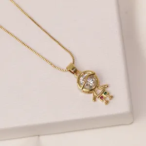 COLAR FILHO MENINO CRISTAL BANHO OURO