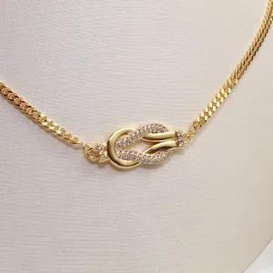CONJUNTO NÓ LUXO FINO CRAVEJADO COM ZIRCÔNIAS CRISTAIS BANHO OURO 18K