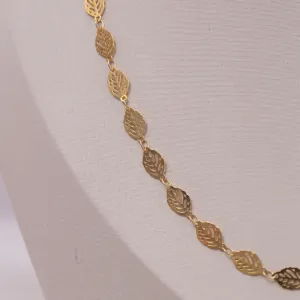 COLAR LONGO FOLHAS BANHO OURO 18K