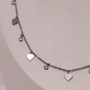 COLAR CORAÇÃO LONGO BANHO RÓDIO NEGRO