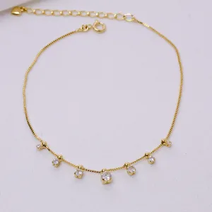 TORNOZELEIRA ZIRCÔNIA DEGRADÊ BANHO OURO 18K