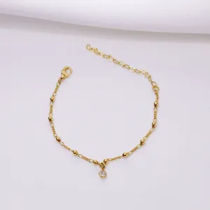 PULSEIRA INFANTIL BOLINHA COM ZIRCÔNIA PENDURADA BANHO OURO 18K