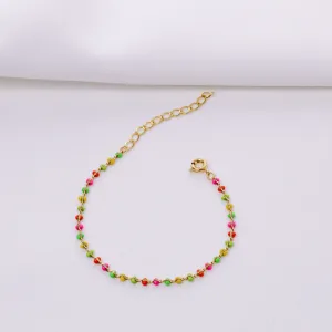 PULSEIRA BOLINHA COLORIDA BANHO OURO 18K