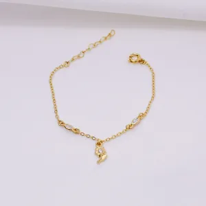 PULSEIRA INFANTIL FLOR BANHO OURO 18K