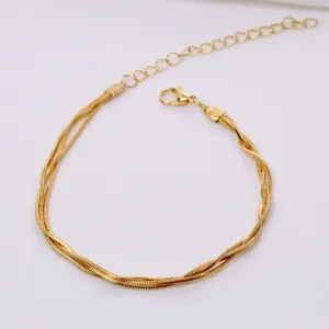 PULSEIRA TRANÇADA FINA BANHO OURO 18K