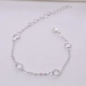 PULSEIRA COM PEDRAS CRISTAIS BANHO PRATA