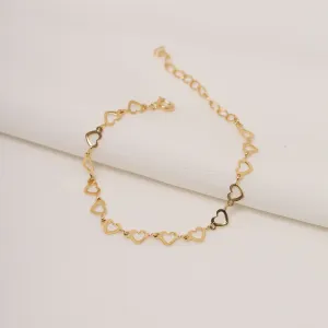 PULSEIRA ELOS EM CORAÇÃO BANHO OURO 18K