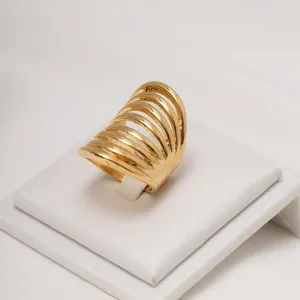 ANEL OITO FILEIRAS BANHO OURO 18K