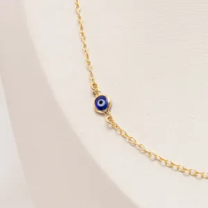 COLAR LONGO OLHO GREGO BANHO OURO 18K