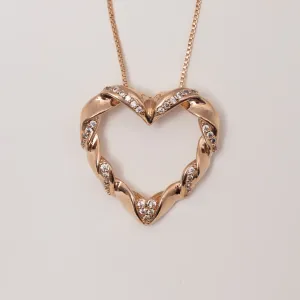 CONJUNTO CORAÇÃO TORCIDO COM ZIRCÔNIAS BANHO ROSÉ