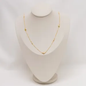 COLAR LONGO CORAÇÃO E PÉROLA BANHO OURO 18K