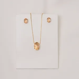 CONJUNTO CRISTAL OVAL ROSÉ BANHO OURO 18K
