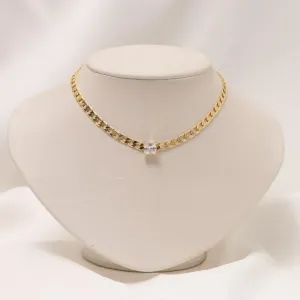 CHOKER GRUMET COM ZIRCÔNIA QUADRADA BANHO OURO 18K