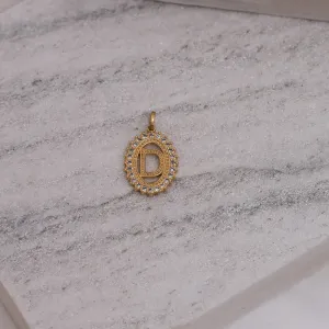 PINGENTE LETRA D LISA COM ZIRCÔNIA BANHO OURO 18K