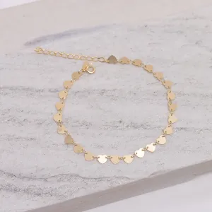 TORNOZELEIRA COM CORAÇÃO LISO BANHO OURO 18K