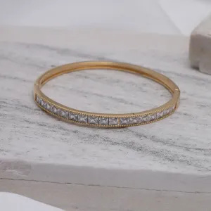 BRACELETE NAVETE CRISTAL BANHO OURO 18K