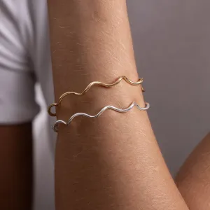 BRACELETE LISO ONDULADO FINO BANHO OURO 18K