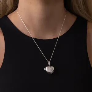COLAR PERFUMEIRA CORAÇÃOCRAVEJADO COM ZIRCÔNIAS CRISTAIS BANHO PRATA