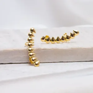 BRINCO EAR CUFF GRANDE COM GOTAS LISAS BANHO OURO 18K