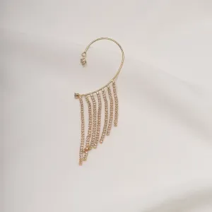 BRINCO FAKE FESTA FRANJA COM ZIRCÔNIAS CRISTAIS BANHO OURO 18K