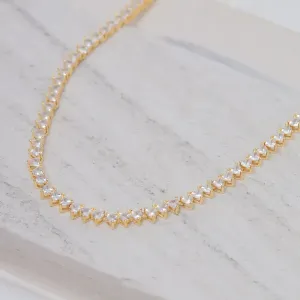 COLAR RIVIERA CRISTAL CORAÇÃO BANHO OURO 18K