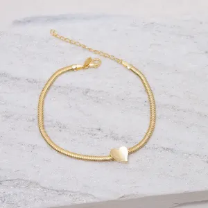 PULSEIRA FIO ALEMÃO COM CORAÇÃO BANHO OURO 18K