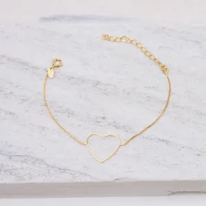 PULSEIRA VENEZIANA COM CORAÇÃO LISO BANHO OURO 18K