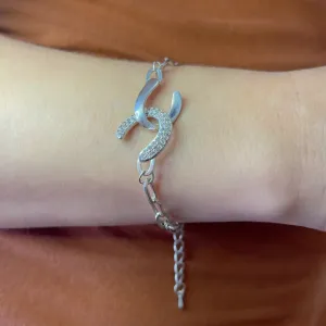 PULSEIRA INFINITE ELOS CARTIER CRAVEJADA COM ZIRCÔNIAS CRISTAIS BANHO PRATA