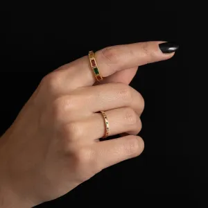 ANEL QUADRADOS COLORIDOS BANHO OURO 18K