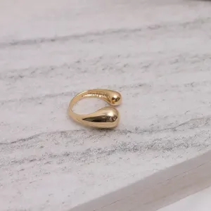 ANEL REGULAGEM LISO COM BOLAS BANHO OURO 18K