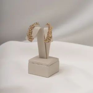 BRINCO EAR CUFF RAMOS COM ZIRCÔNIAS CRISTAIS BANHO OURO 18K