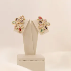 BRINCO EAR CUFF COM ZIRCÔNIAS COLORIDAS BANHO OURO 18K