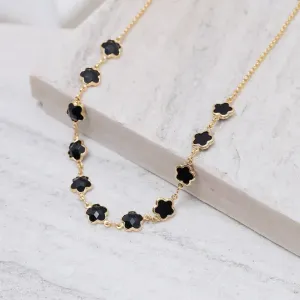 CHOKER VIRGINIA COM PEDRAS COR PRETO P BANHO OURO 18K