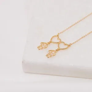 COLAR FILHOS CORAÇÃO DOIS MENINOS BANHO OURO 18K