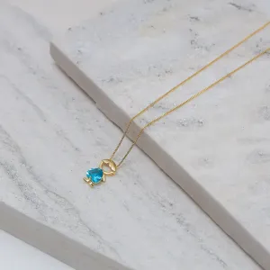COLAR PINGENTE  FILHO PEDRA AZUL BANHO OURO 18K