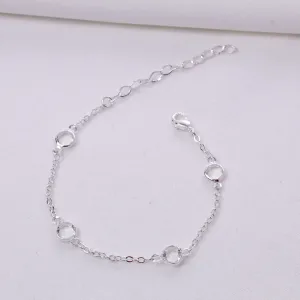 PULSEIRA COM PEDRAS CRISTAIS BANHO PRATA