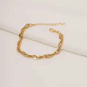 PULSEIRA CORRENTE TRABALHADA BANHO OURO 18K