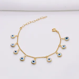 PULSEIRA OLHO GREGO BANHO OURO 18K