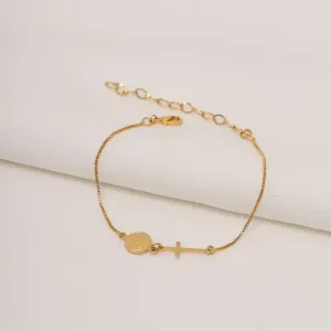 PULSEIRA DE SÃO BENTO E CRUZ BANHO OURO 18K