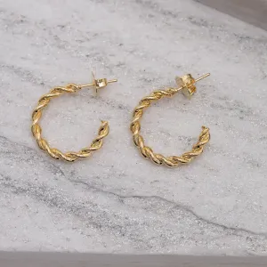 BRINCO ARGOLA TORCIDA BANHO OURO 18K