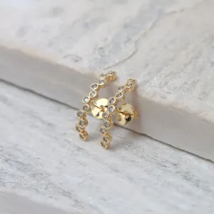 BRINCO EAR CUFF COM ZIRCÔNIAS CRISTAIS BANHO OURO 18K