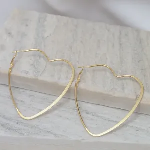 BRINCO ARGOLA CORACÃO G ACHATADO BANHO OURO 18K
