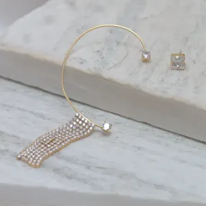 BRINCO FAKE FESTA FRANJA COM PONTO DE LUZ BANHO OURO 18K