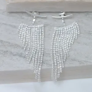 BRINCO FESTA FRANJA COM ZIRCÔNIA E BASE LISA BANHO PRATA