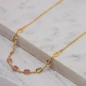 CHOKER BOCA CRAVEJADA COM ZIRCÔNIAS PINK BANHO OURO 18K