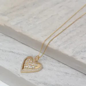 COLAR CORAÇÃO CRAVEJADO COM ZIRCÔNIAS CRISTAIS BANHO OURO 18K