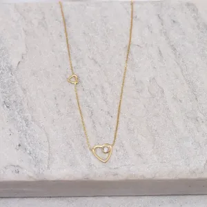 COLAR DUPLO CORAÇÃO BANHO OURO 18K